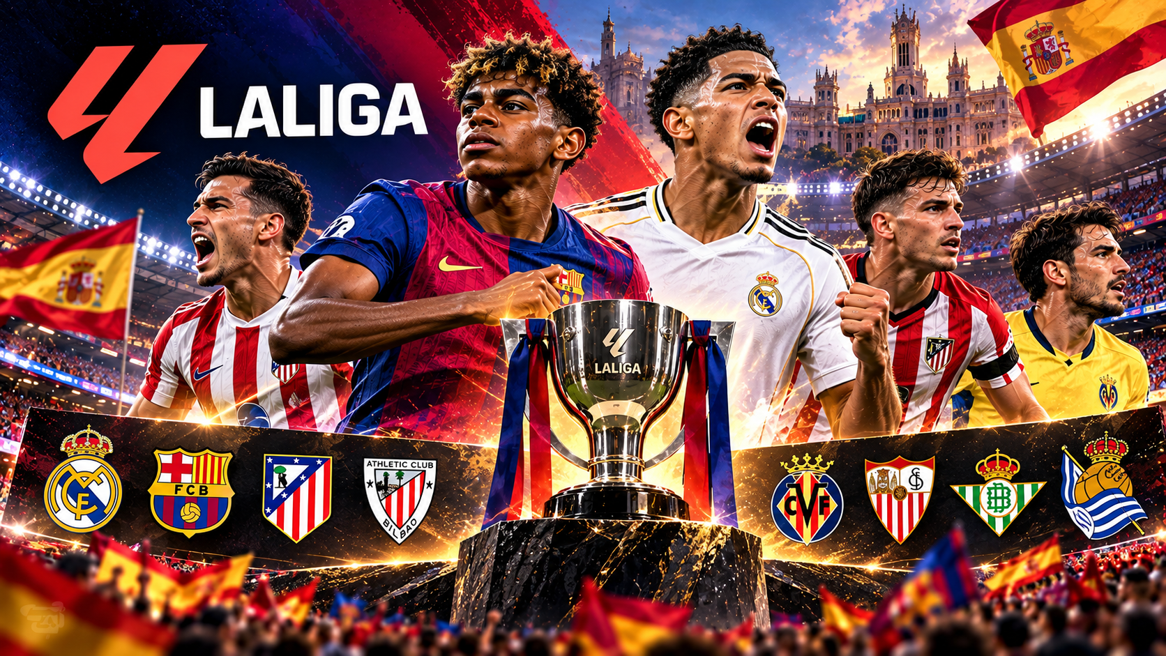 LaLiga football stars under stadium lights